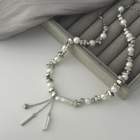 Thumbnail for Stylish Heart Pendant Irregular Pearl Beaded Chain Choker Necklace - ArtGalleryZen