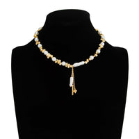 Thumbnail for Stylish Heart Pendant Irregular Pearl Beaded Chain Choker Necklace - ArtGalleryZen