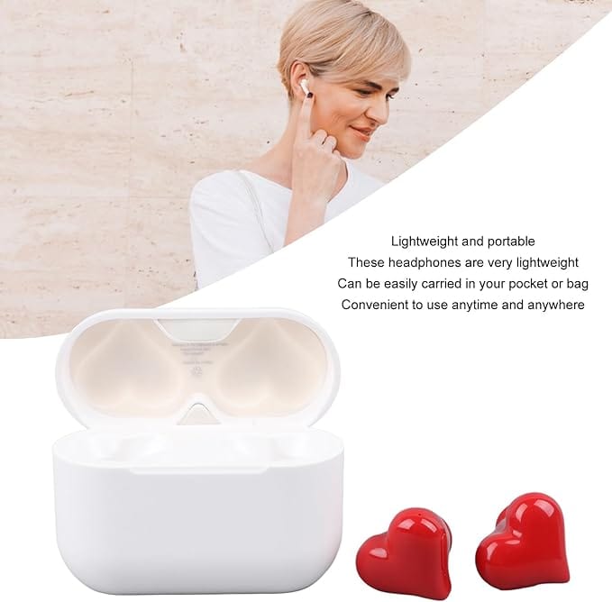 Stylish Heart Shaped Wireless Bluetooth Earphones - ArtGalleryZen