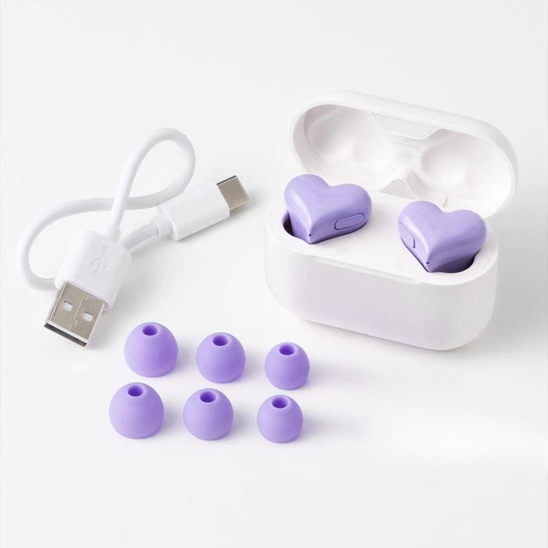 Stylish Heart Shaped Wireless Bluetooth Earphones - ArtGalleryZen