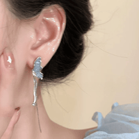 Thumbnail for Stylish Irregular Crystal Stone Inlaid Butterfly Tassel Chain Earrings - ArtGalleryZen