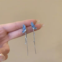 Thumbnail for Stylish Irregular Crystal Stone Inlaid Butterfly Tassel Chain Earrings - ArtGalleryZen