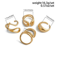 Thumbnail for Stylish Irregular Curved Hollow Glossy Open Ring Set