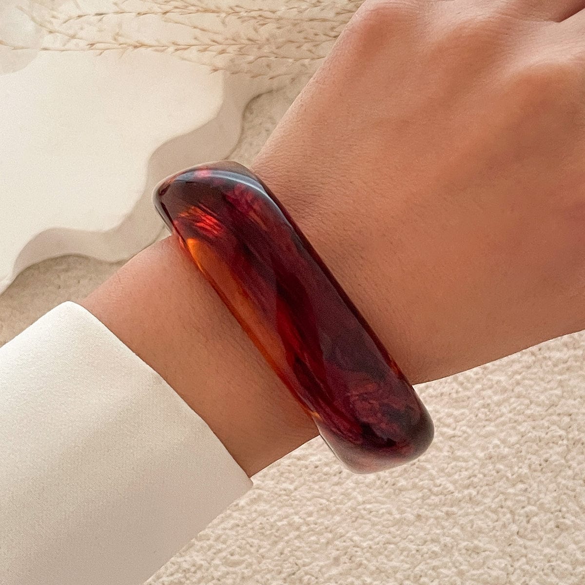 Stylish Irregular Gradient Resin Bangle Bracelet - ArtGalleryZen