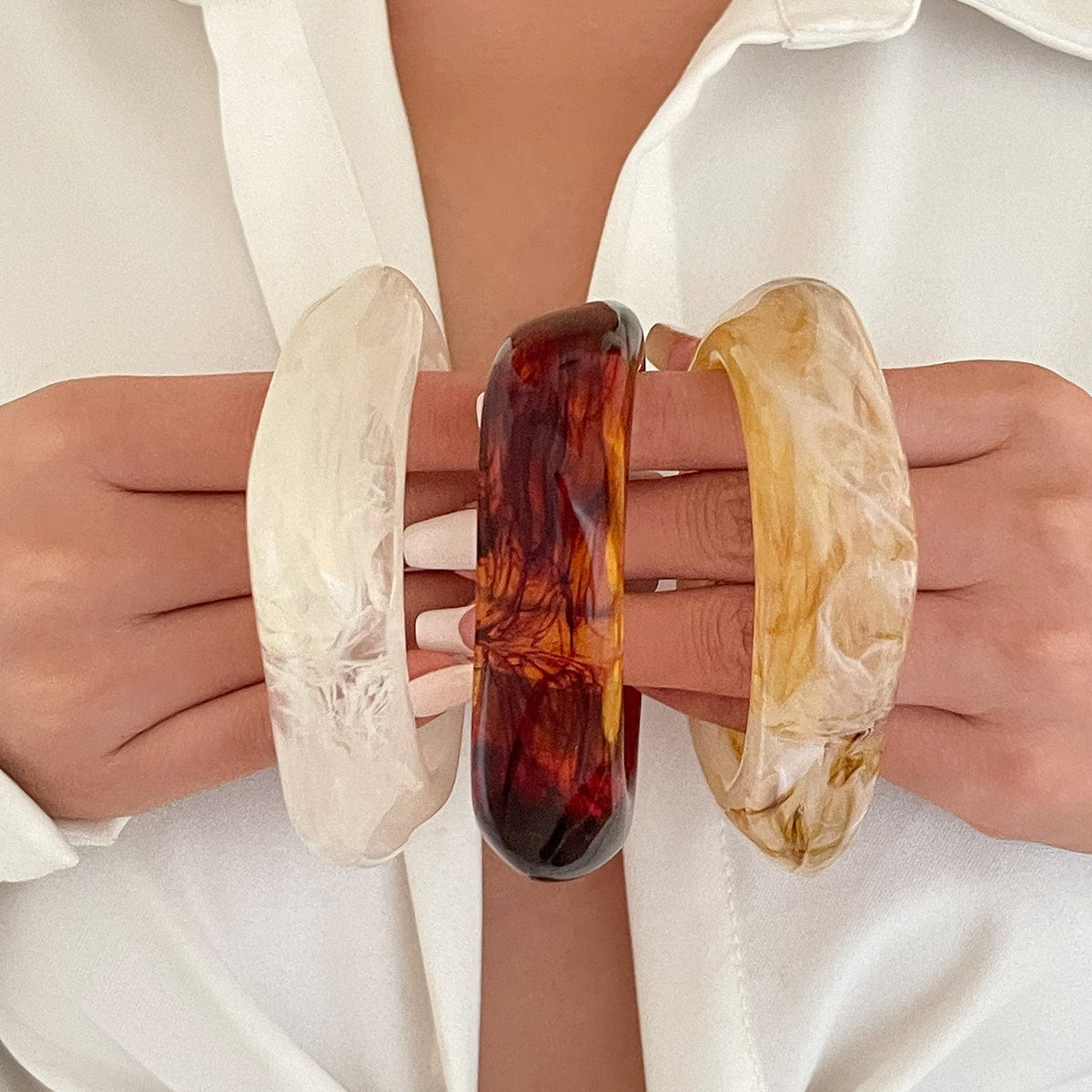 Stylish Irregular Gradient Resin Bangle Bracelet