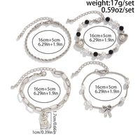 Thumbnail for Stylish Layered Bear Bowknot Charm Pearl Rope Chain Bracelet Set - ArtGalleryZen