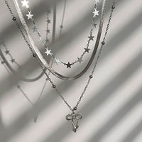 Thumbnail for Stylish Layered Bowknot Charm Star Saturn Chain Necklace Set