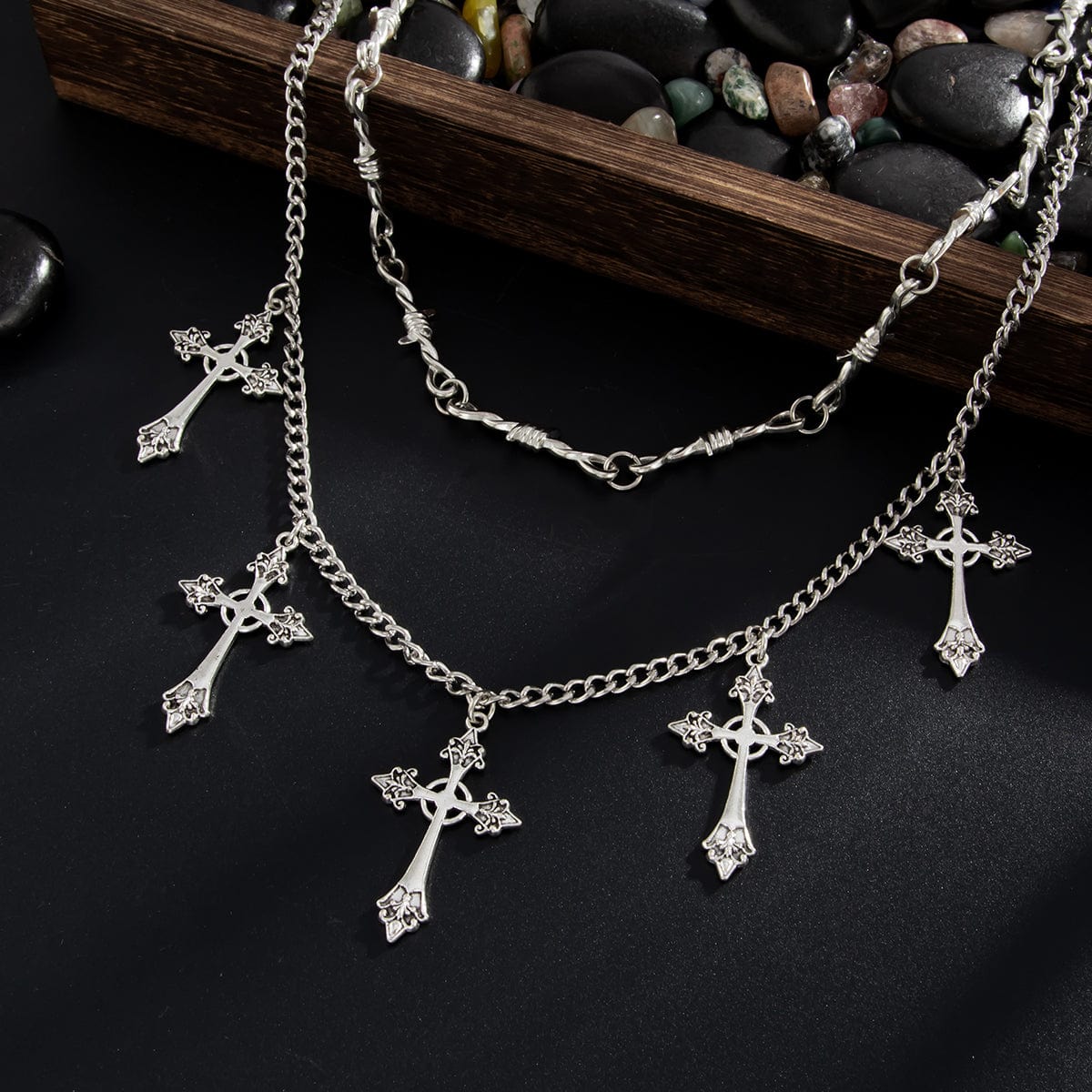 Stylish Layered Chunky Cross Tassel Trouser Chain - ArtGalleryZen