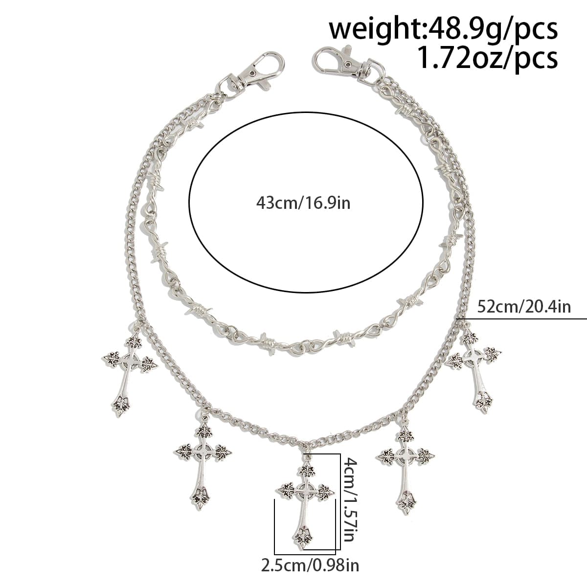 Stylish Layered Chunky Cross Tassel Trouser Chain - ArtGalleryZen