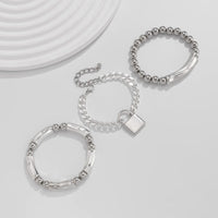 Thumbnail for Stylish Layered Chunky Lock Charm Curb Ball Chain Bracelet Set