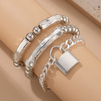 Thumbnail for Stylish Layered Chunky Lock Charm Curb Ball Chain Bracelet Set