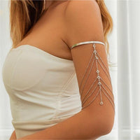 Thumbnail for Stylish Layered Curb Chain Crystal Pendant Arm Cuff