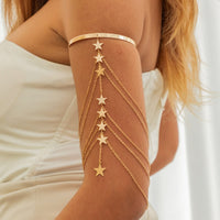 Thumbnail for Stylish Layered Curb Chain Star Pendant Open Arm Cuff