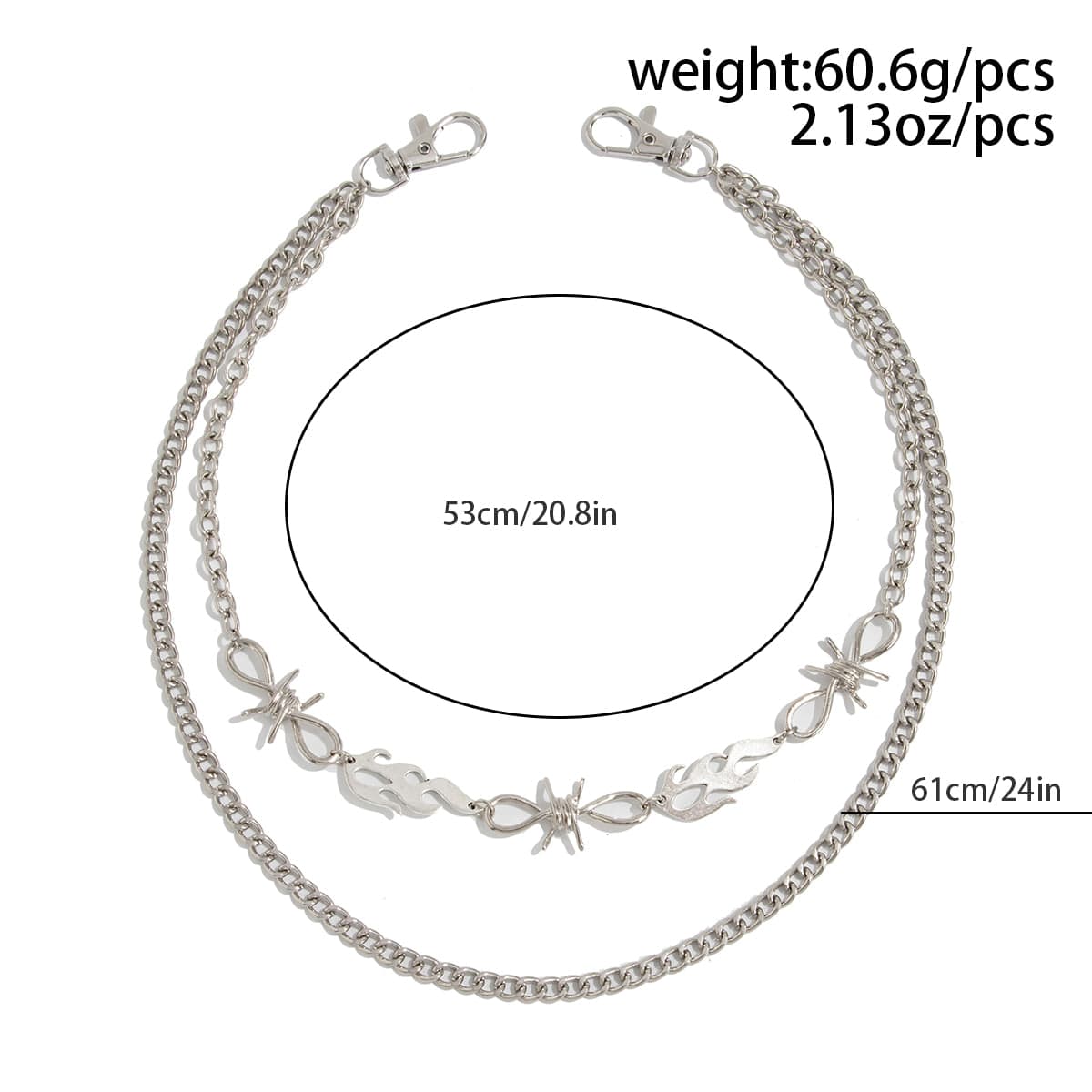 Stylish Layered Flame Charm Curb Trouser Chain - ArtGalleryZen