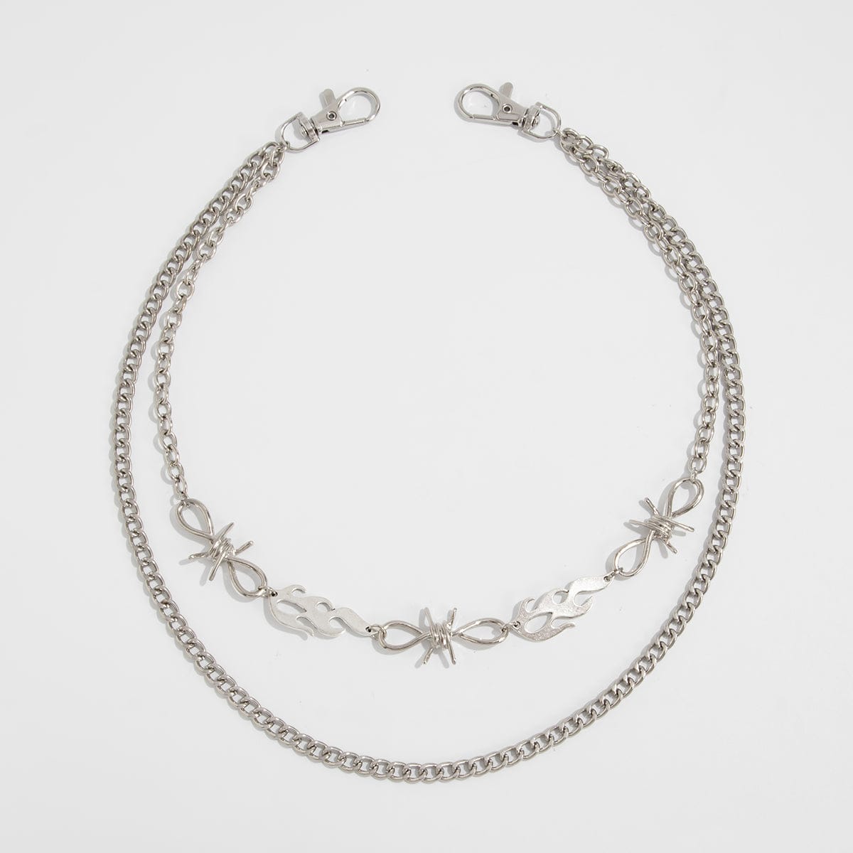 Stylish Layered Flame Charm Curb Trouser Chain - ArtGalleryZen
