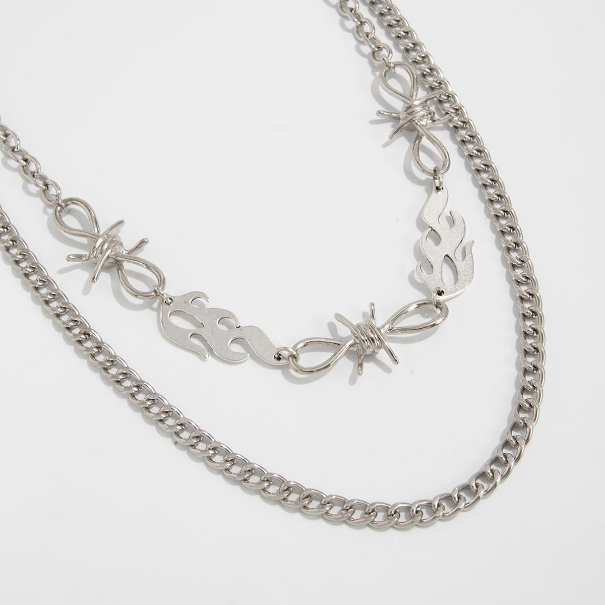 Stylish Layered Flame Charm Curb Trouser Chain - ArtGalleryZen