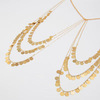 Thumbnail for Stylish Layered Gold Tone Sequin Tassel Chain Shoulder Necklace - ArtGalleryZen