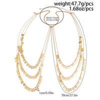 Thumbnail for Stylish Layered Gold Tone Sequin Tassel Chain Shoulder Necklace - ArtGalleryZen