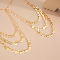Thumbnail for Stylish Layered Gold Tone Sequin Tassel Chain Shoulder Necklace