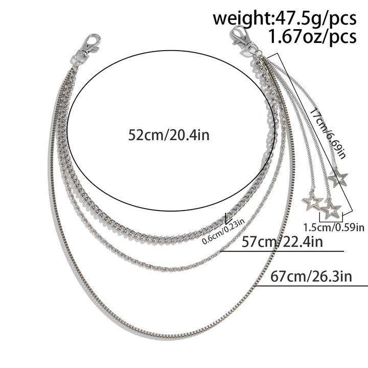 Stylish Layered Hollow Star Pendant Trouser Chain - ArtGalleryZen