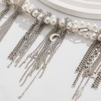 Thumbnail for Stylish Layered Moon Star Chain Tassel Pearl Necklace - ArtGalleryZen