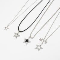 Thumbnail for Stylish Layered Rhinestone Inlaid Star Pendant Wax Cord Necklace Set - ArtGalleryZen