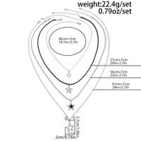 Thumbnail for Stylish Layered Rhinestone Inlaid Star Pendant Wax Cord Necklace Set - ArtGalleryZen