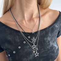 Thumbnail for Stylish Layered Rhinestone Inlaid Star Pendant Wax Cord Necklace Set - ArtGalleryZen