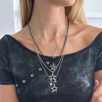 Thumbnail for Stylish Layered Rhinestone Inlaid Star Pendant Wax Cord Necklace Set - ArtGalleryZen