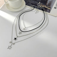 Thumbnail for Stylish Layered Rhinestone Inlaid Star Pendant Wax Cord Necklace Set - ArtGalleryZen