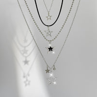 Thumbnail for Stylish Layered Rhinestone Inlaid Star Pendant Wax Cord Necklace Set - ArtGalleryZen