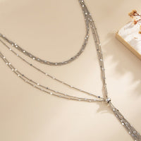 Thumbnail for Stylish Layered Sequin Long Chain Tassel Y Necklace - ArtGalleryZen