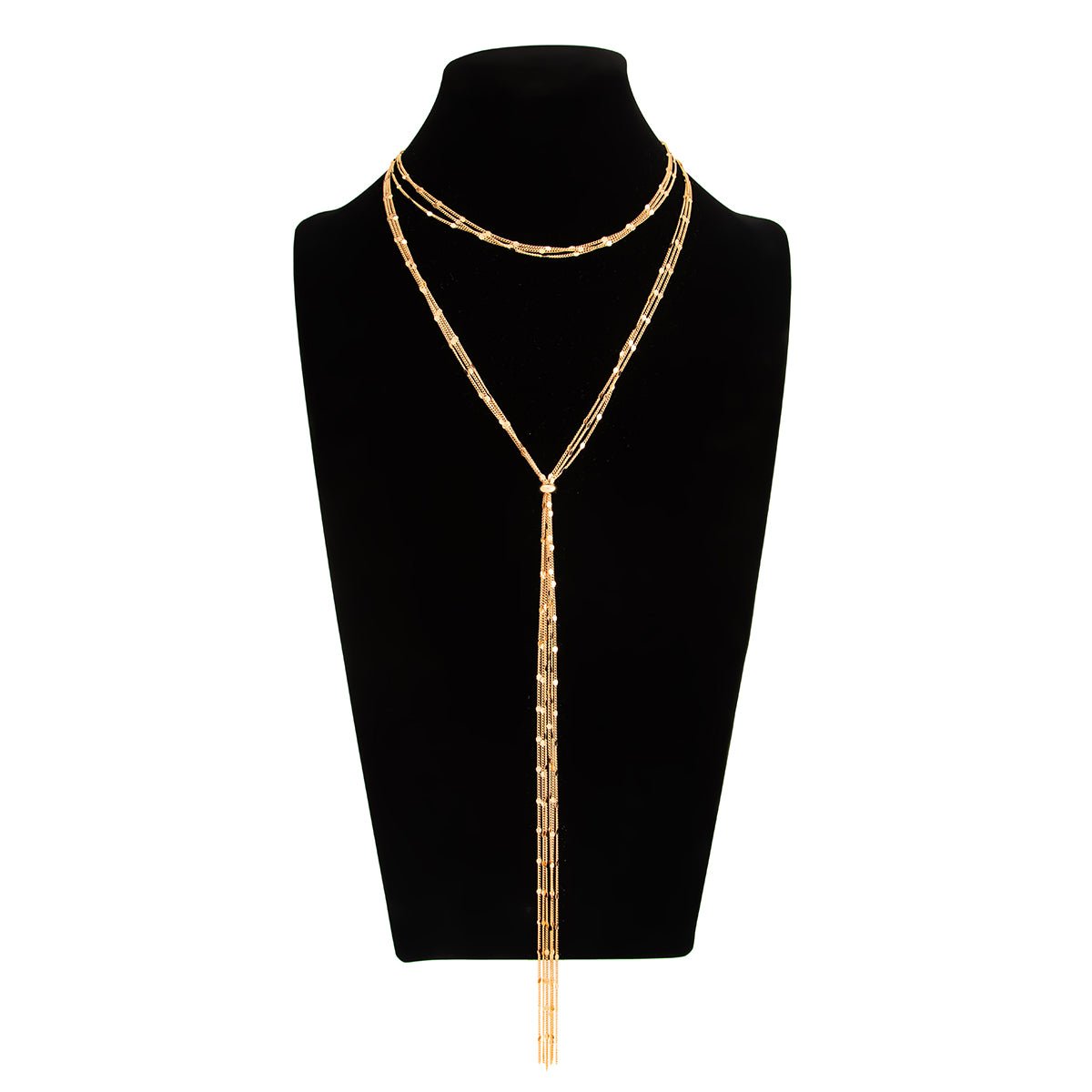 Stylish Layered Sequin Long Chain Tassel Y Necklace - ArtGalleryZen