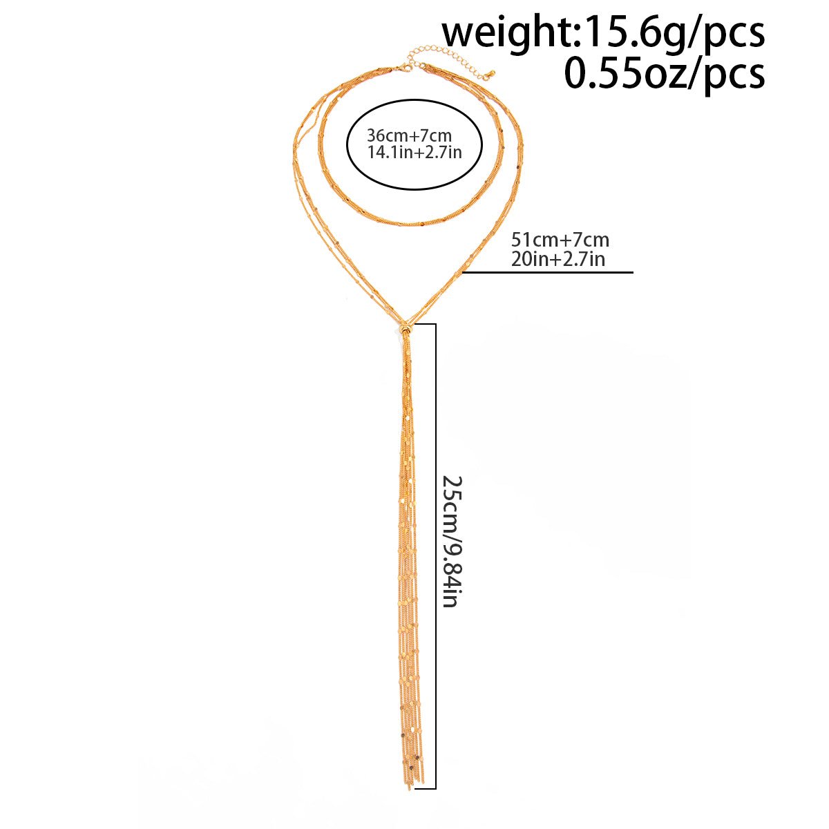 Stylish Layered Sequin Long Chain Tassel Y Necklace - ArtGalleryZen