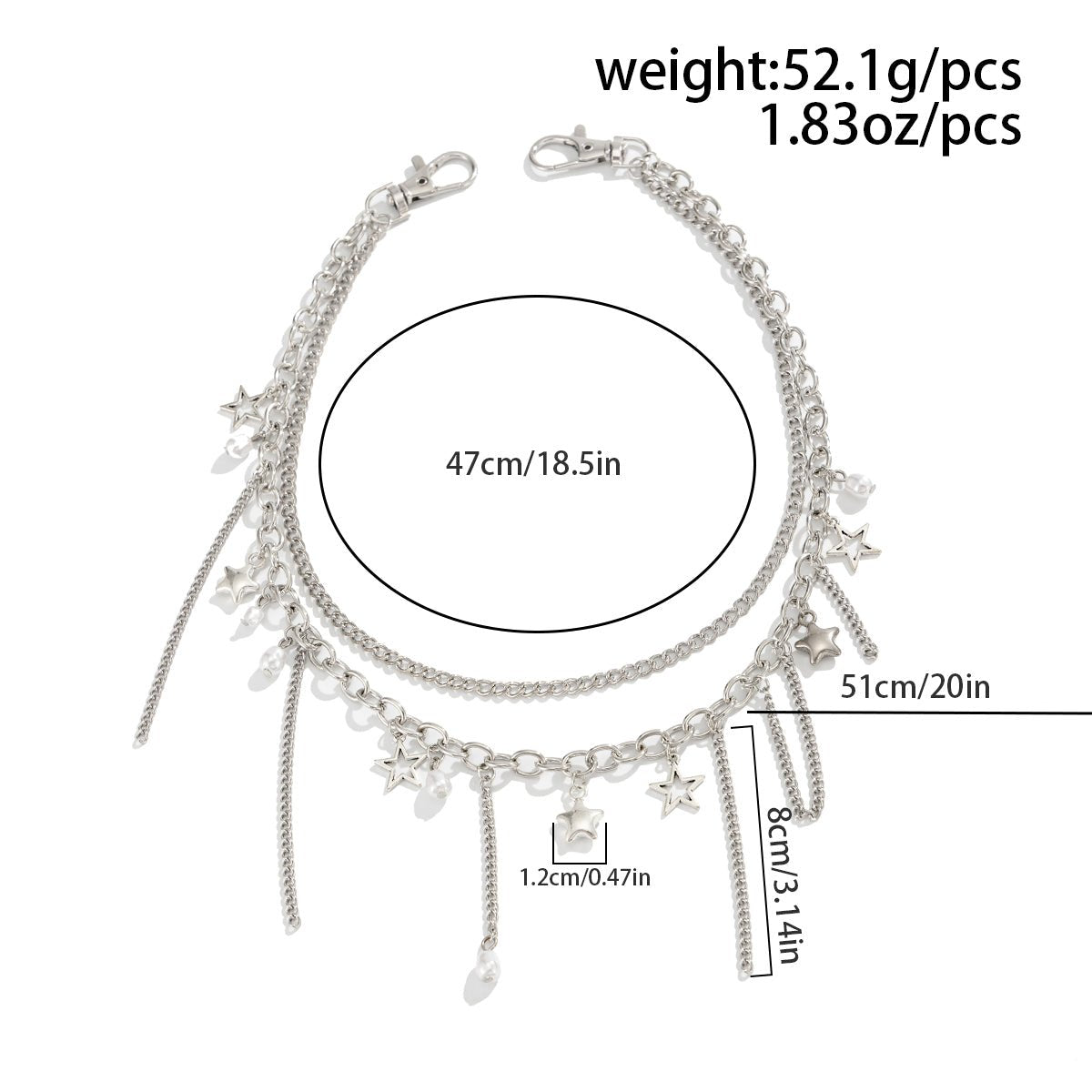 Stylish Layered Star Pearl Tassel Trouser Chain - ArtGalleryZen