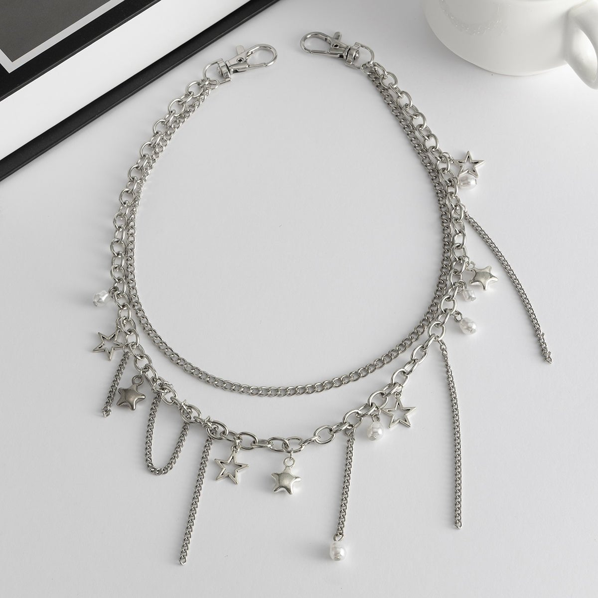 Stylish Layered Star Pearl Tassel Trouser Chain - ArtGalleryZen