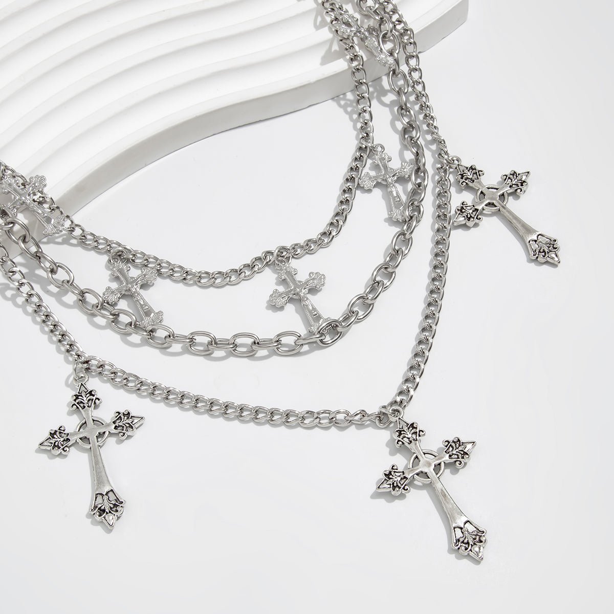 Stylish Layering Floral Cross Pendant Trouser Chain - ArtGalleryZen