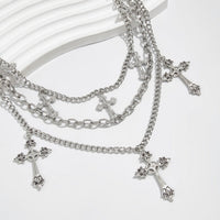 Thumbnail for Stylish Layering Floral Cross Pendant Trouser Chain - ArtGalleryZen