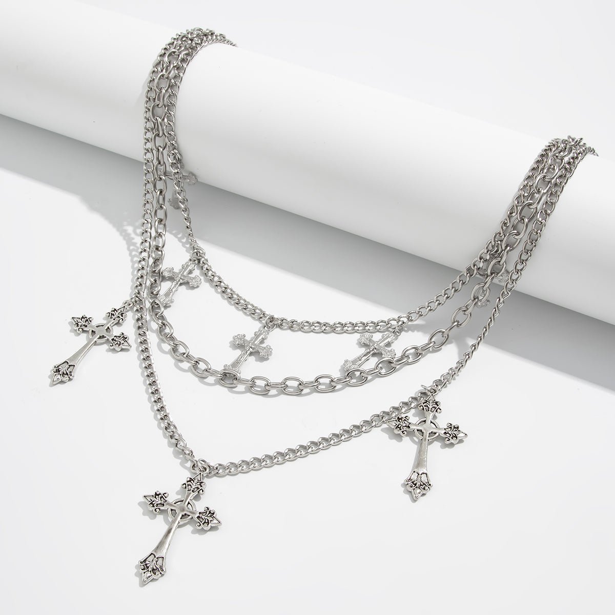 Stylish Layering Floral Cross Pendant Trouser Chain - ArtGalleryZen