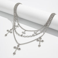 Thumbnail for Stylish Layering Floral Cross Pendant Trouser Chain - ArtGalleryZen