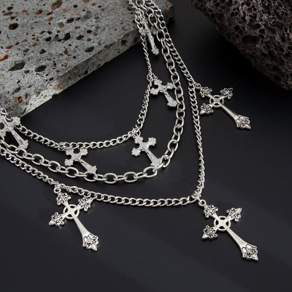 Stylish Layering Floral Cross Pendant Trouser Chain - ArtGalleryZen