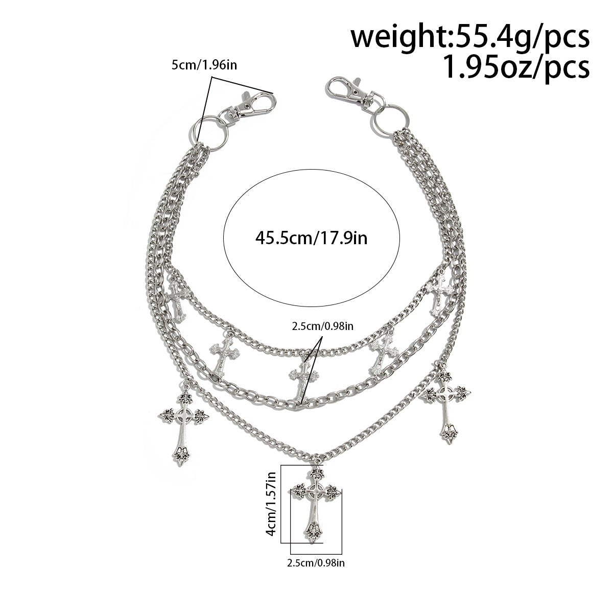 Stylish Layering Floral Cross Pendant Trouser Chain - ArtGalleryZen