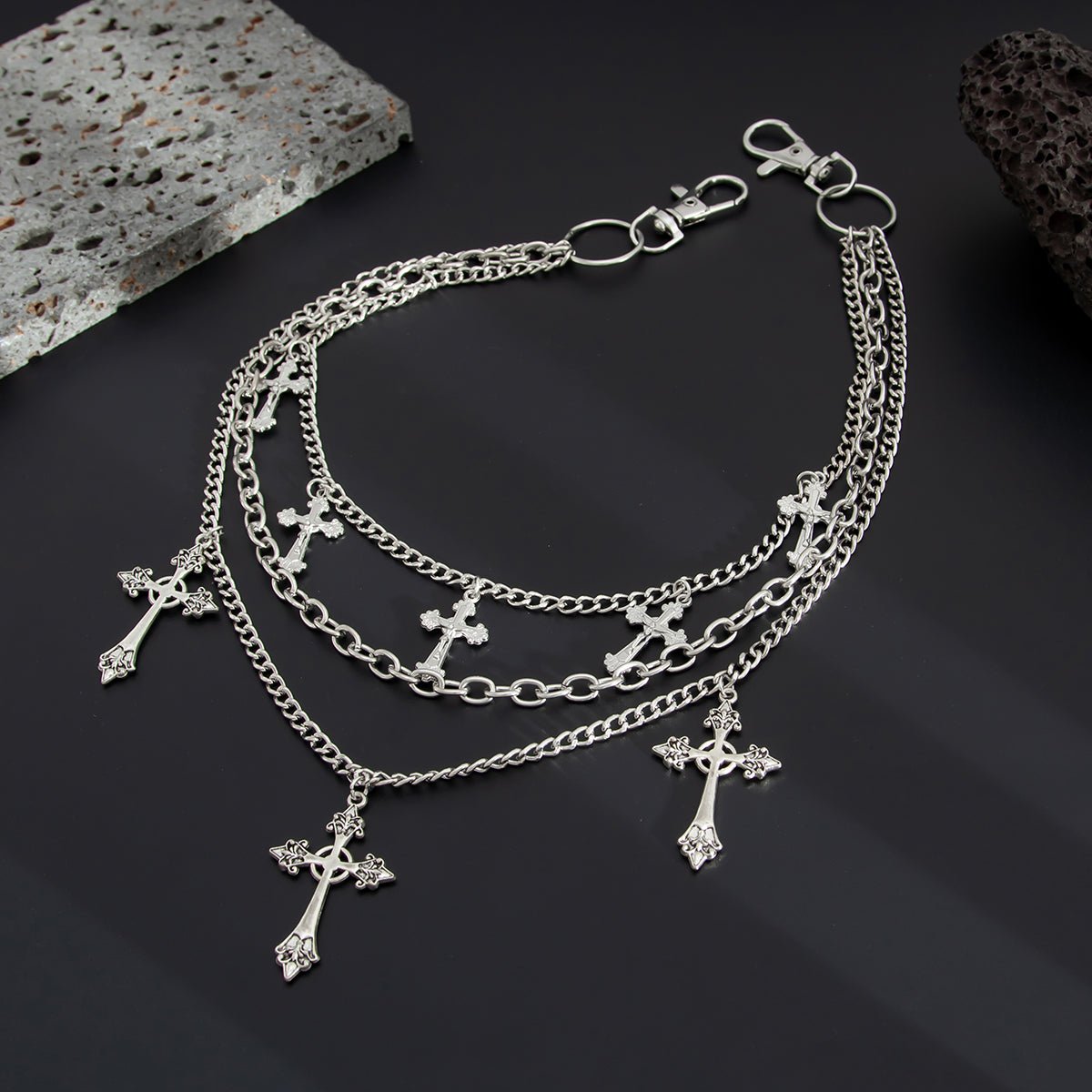 Stylish Layering Floral Cross Pendant Trouser Chain - ArtGalleryZen