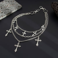 Thumbnail for Stylish Layering Floral Cross Pendant Trouser Chain - ArtGalleryZen