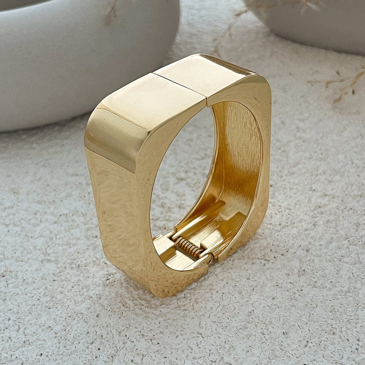 Stylish Metallic Square Wide Cuff Bangle Bracelet