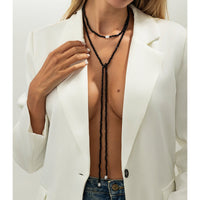 Thumbnail for Stylish Pearl Crystal Beaded Long Chain Necklace - ArtGalleryZen