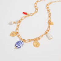 Thumbnail for Stylish Pearl Heart Ceramics Pendant Cable Chain Necklace - ArtGalleryZen