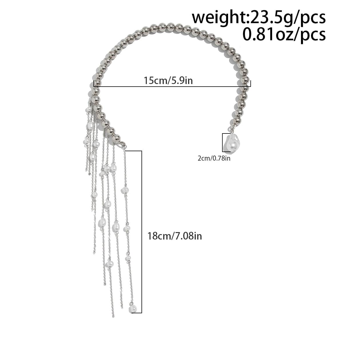 Stylish Pearl Tassel Ball Chain Open Collar Choker Necklace - ArtGalleryZen