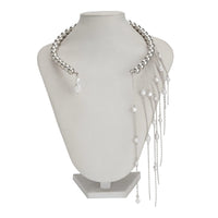 Thumbnail for Stylish Pearl Tassel Ball Chain Open Collar Choker Necklace - ArtGalleryZen