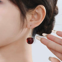 Thumbnail for Stylish Red Cherry Dangle CZ Inliad Earrings - ArtGalleryZen